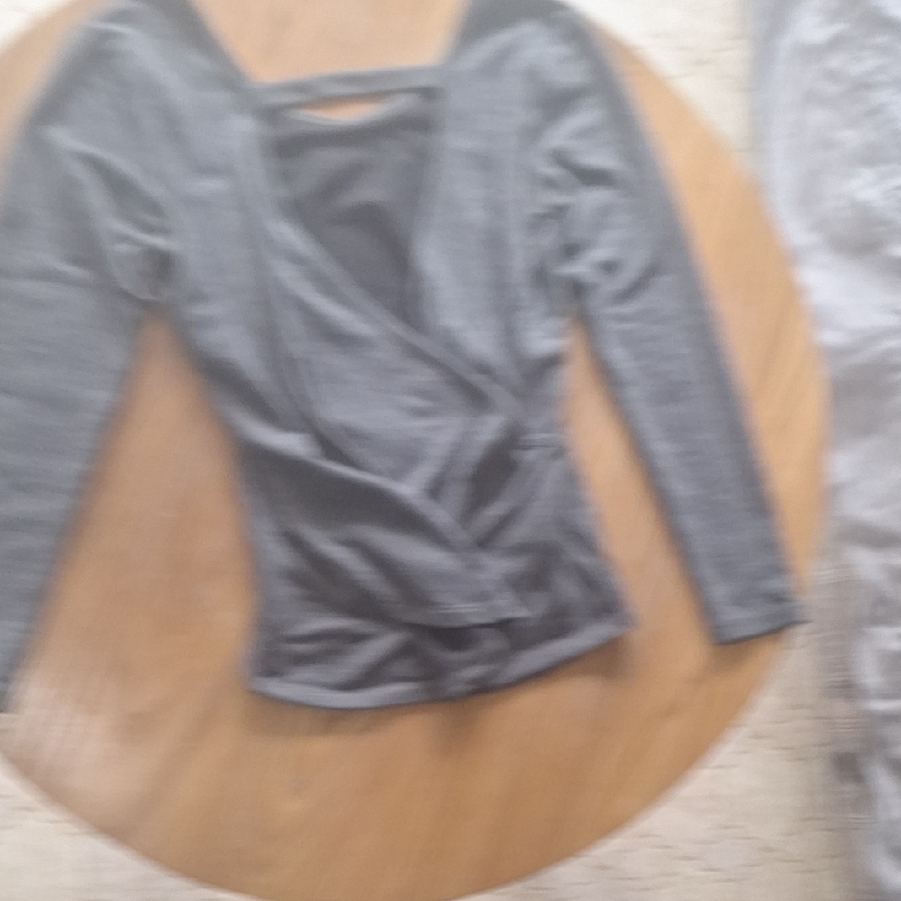 Gray Long Sleeve Wrap Top